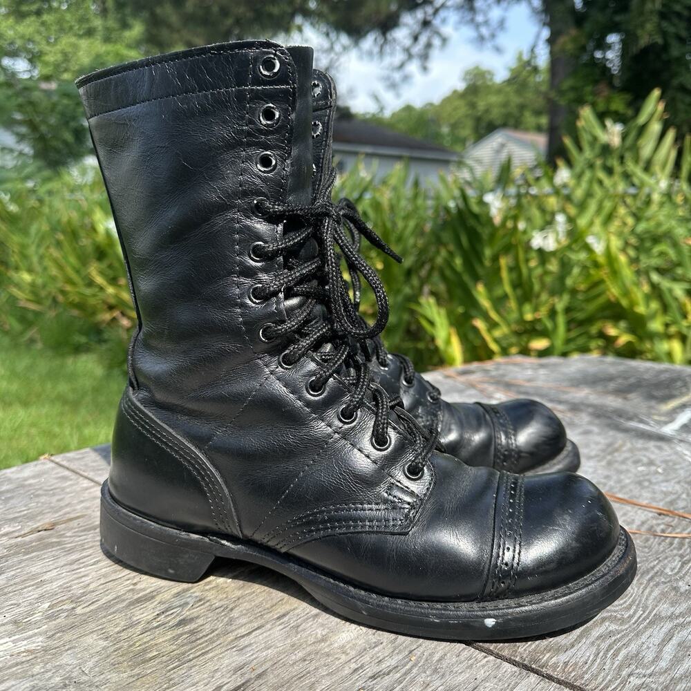 VTG Corcoran Men's 7.5 D Black Leather Military Paratrooper Jump Boots USA BP